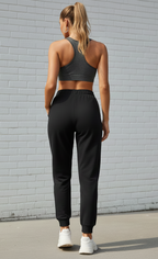 Siyah Regular Kalıp Kadın Eşofman Altı Ribanalı Pamuklu