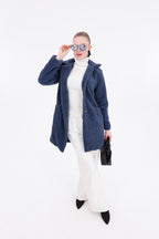 Düğmeli Cepli Kadın Peluş Kaban