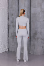 Gri İspanyol Paça Pantolon & Uzun Kollu Parmak Geçirmeli Body Takım