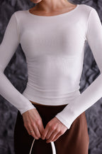 Buzzy Kumaş Uzun Kollu Kayık Yaka Bluz