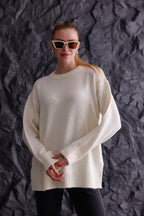 Bisiklet Yaka Oversize Basic Triko Kazak