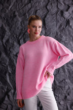 Bisiklet Yaka Oversize Basic Triko Kazak