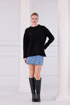 Bisiklet Yaka Oversize Basic Triko Kazak