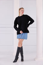 Bisiklet Yaka Oversize Basic Triko Kazak