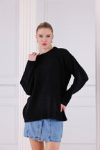 Bisiklet Yaka Oversize Basic Triko Kazak