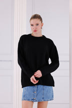 Bisiklet Yaka Oversize Basic Triko Kazak