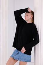 Bisiklet Yaka Oversize Basic Triko Kazak