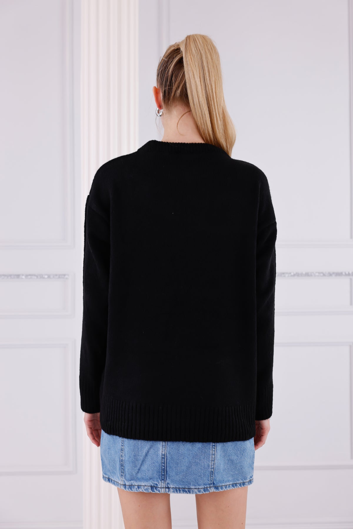 Bisiklet Yaka Oversize Basic Triko Kazak