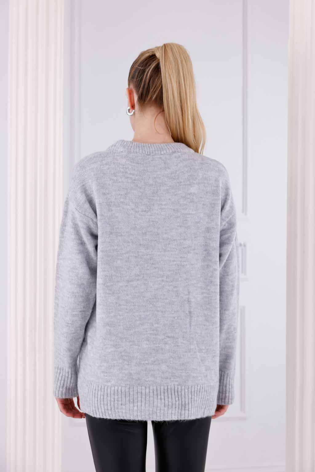 Bisiklet Yaka Oversize Basic Triko Kazak